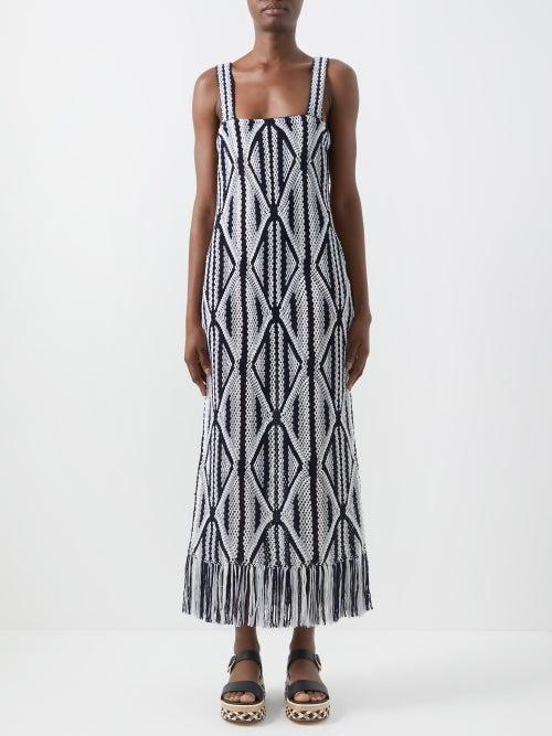 Gabriela Hearst - Daria Fringed Wool-macram Dress - Womens - Grey Multi