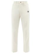 Needles - Butterfly-embroidered Twill Trousers - Mens - Cream