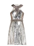 Matchesfashion.com Andrew Gn - Crystal And Sequin Embellished Mini Dress - Womens - Silver