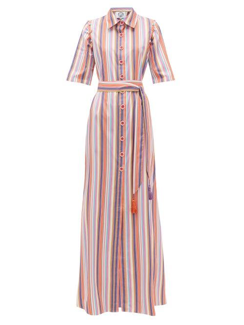 Matchesfashion.com Evi Grintela - Koutoubia Striped Cotton-poplin Maxi Shirt Dress - Womens - Multi