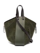 Loewe - Hammock Leather And Suede Tote Bag - Womens - Dark Green