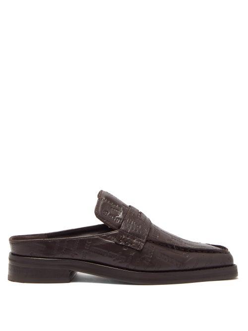 Matchesfashion.com Martine Rose - Logo-embossed Backless Leather Loafers - Mens - Brown