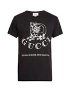 Matchesfashion.com Gucci - Dragon Print Cotton T Shirt - Mens - Black