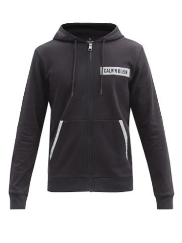 Matchesfashion.com Calvin Klein Performance - Logo-print Zipped Cotton-jersey Hooded Sweatshirt - Mens - Black