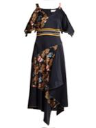 Peter Pilotto Off-the-shoulder Fig-print Silk Dress