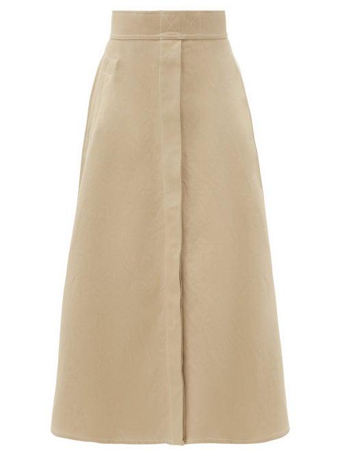 Matchesfashion.com Lemaire - Linen-blend Canvas Midi Skirt - Womens - Beige