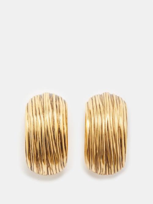 Saint Laurent - Striated Dome Earrings - Womens - Gold