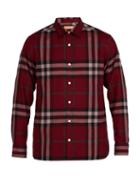 Matchesfashion.com Burberry - Richard Checked Cotton Flannel Shirt - Mens - Burgundy Multi