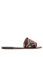 Valentino Native Couture Bead-embellished Leather Slides