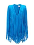 Alexandre Vauthier - Fringed Long-sleeved Mini Dress - Womens - Blue