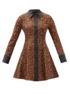 Matchesfashion.com Stand Studio - Nara Leopard-print Faux Suede Mini Shirt Dress - Womens - Leopard