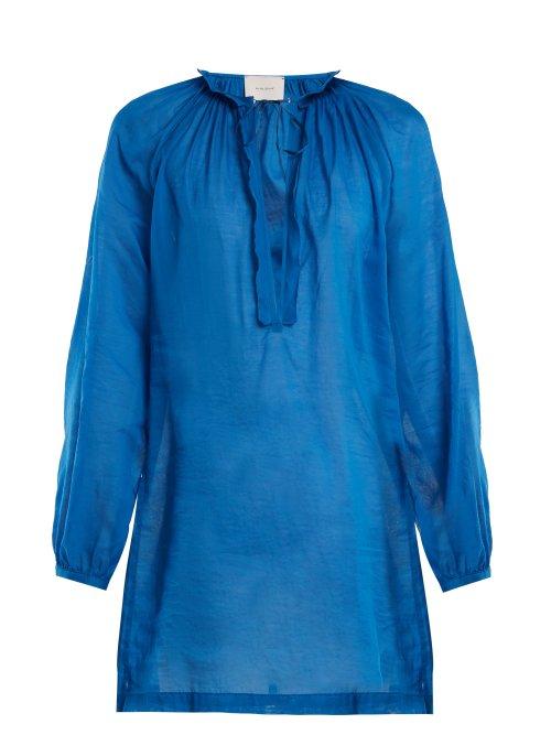 Matchesfashion.com On The Island - Floreana Cotton Voile Dress - Womens - Blue
