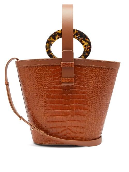 Matchesfashion.com Nico Giani - Nelia Crocodile Effect Leather Bucket Bag - Womens - Tan