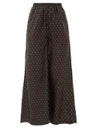Matchesfashion.com Mes Demoiselles - Biga Polka-dot Silk-satin Wide-leg Trousers - Womens - Black Print