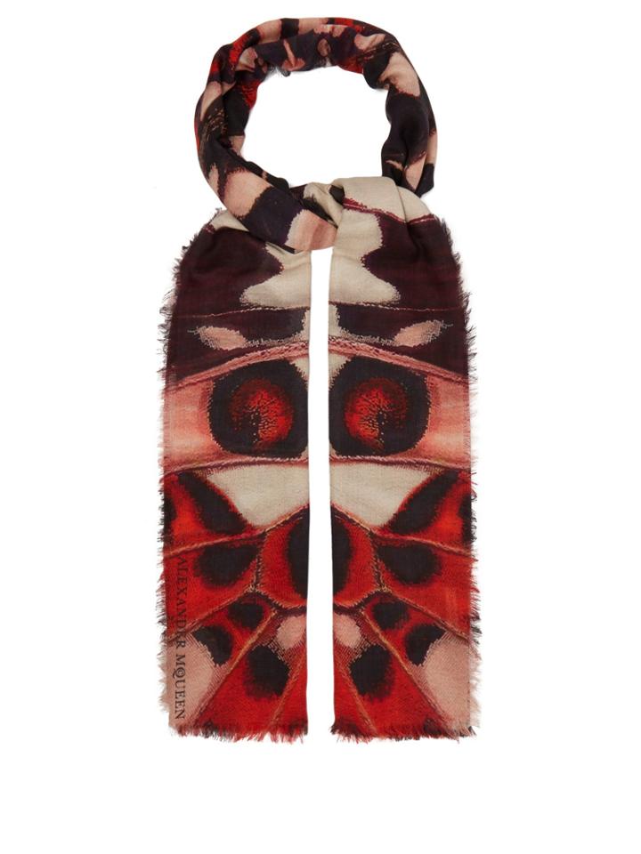 Alexander Mcqueen Butterfly-print Modal And Wool-blend Scarf