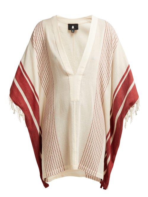 Matchesfashion.com Su - Ditaki Cotton Blend Fringe Kaftan - Womens - Red Stripe