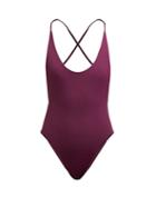 Matchesfashion.com Dos Gardenias - Vicious Plunge Neck Swimsuit - Womens - Burgundy
