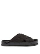 Matchesfashion.com Fendi - Reflections Ff-logo Faux-raffia Espadrille Slides - Mens - Black