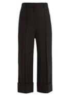 Matchesfashion.com Racil - Leonard Side Stripe Wide Leg Wool Cropped Trousers - Womens - Black Blue