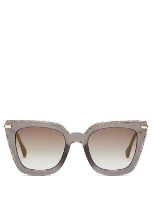 Matchesfashion.com Jimmy Choo - Ciara Square Glittered Acetate Sunglasses - Womens - Black