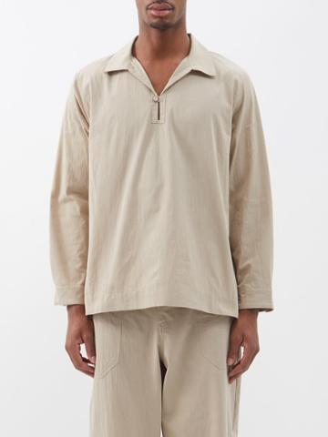 Maran - El Choro Open-neck Recycled-cotton Shirt - Mens - Beige