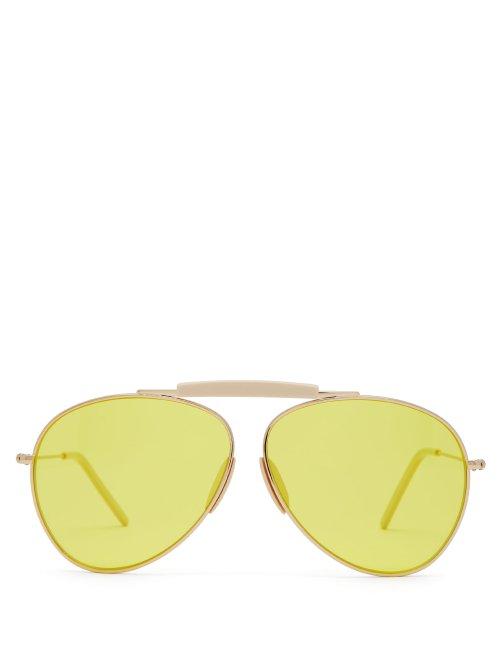 Matchesfashion.com Acne Studios - Howard Aviator Metal Sunglasses - Womens - Yellow