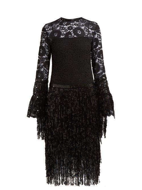 Matchesfashion.com Romance Was Born - Disco Dame Sequin And Lace Dress - Womens - Black
