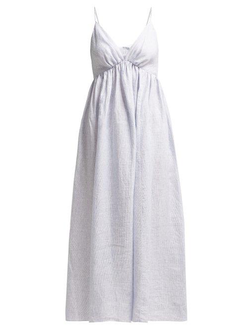 Matchesfashion.com Loup Charmant - Adelaide Linen Dress - Womens - Blue
