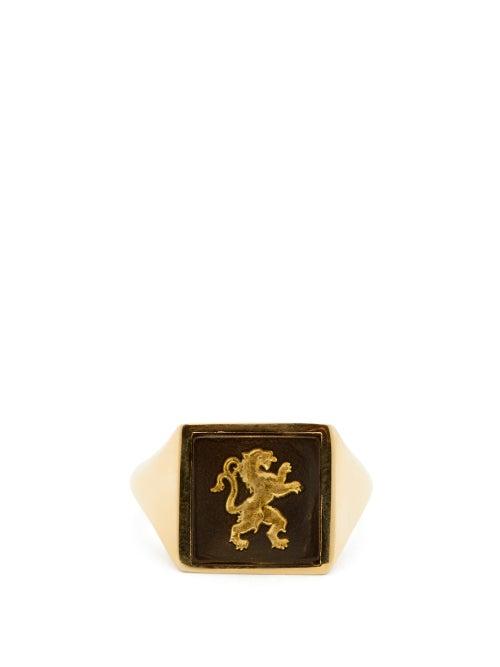 Matchesfashion.com Ferian - Wedgwood Ceramic Lion And Gold Signet Ring - Womens - Black