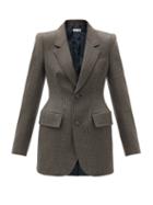 Matchesfashion.com Balenciaga - Hourglass-waist Checked Wool-tweed Blazer - Womens - Brown