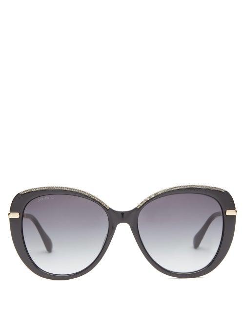 Matchesfashion.com Jimmy Choo - Phebe Glitter Round Acetate Sunglasses - Womens - Black