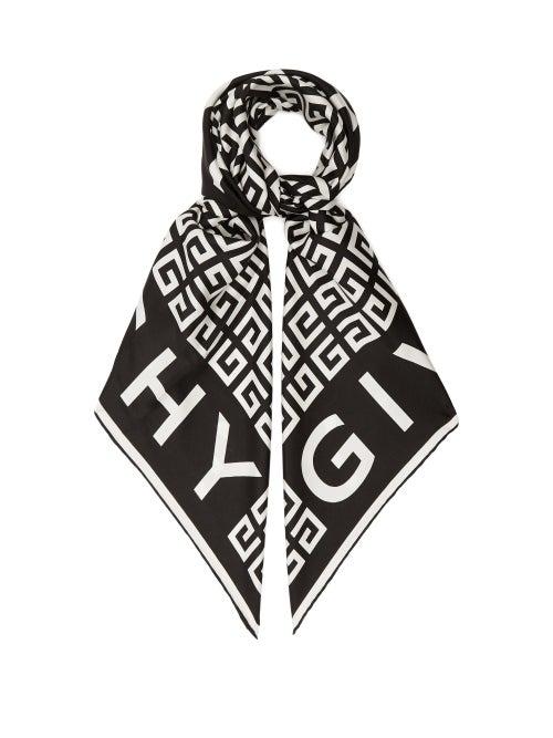 Givenchy - 4g-jacquard Silk-faille Scarf - Womens - Black White
