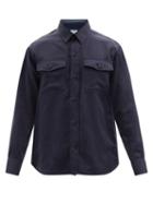 Matchesfashion.com Caruso - Patch-pocket Silk-blend Shirt - Mens - Navy