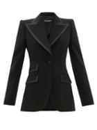 Matchesfashion.com Dolce & Gabbana - Single-breasted Faille-trimmed Wool-blend Blazer - Womens - Black