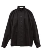 Matchesfashion.com Lemaire - High Neck Cotton Poplin Shirt - Womens - Black