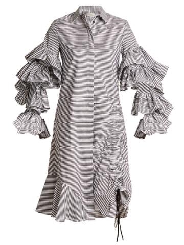 Preen By Thornton Bregazzi Shona Detachable-sleeve Striped Cotton Dress