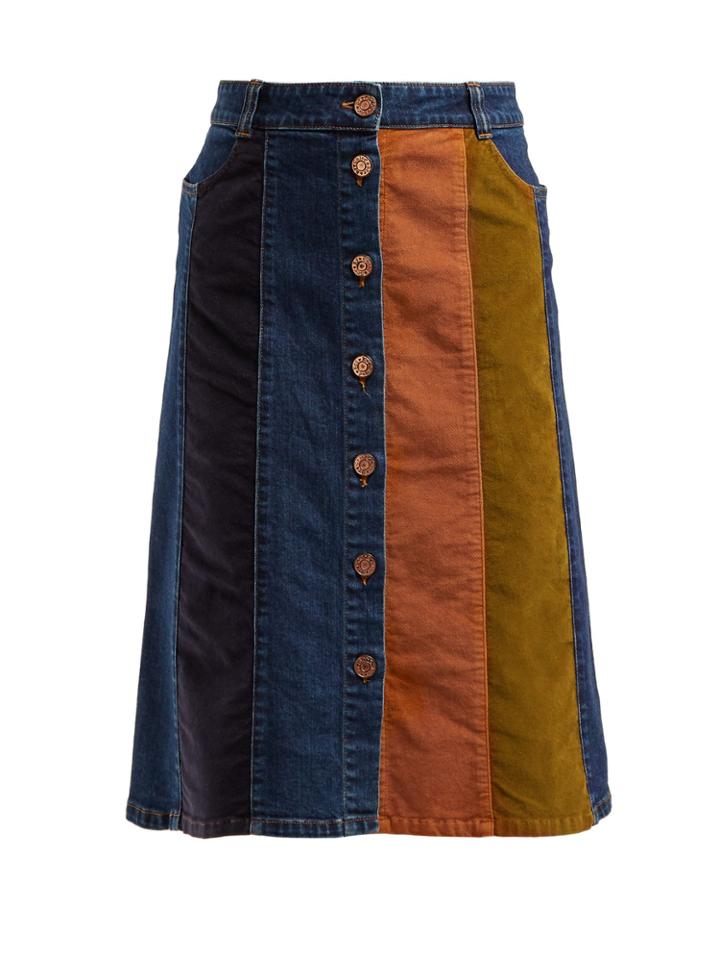 See By Chloé Contrast-panel Denim Skirt
