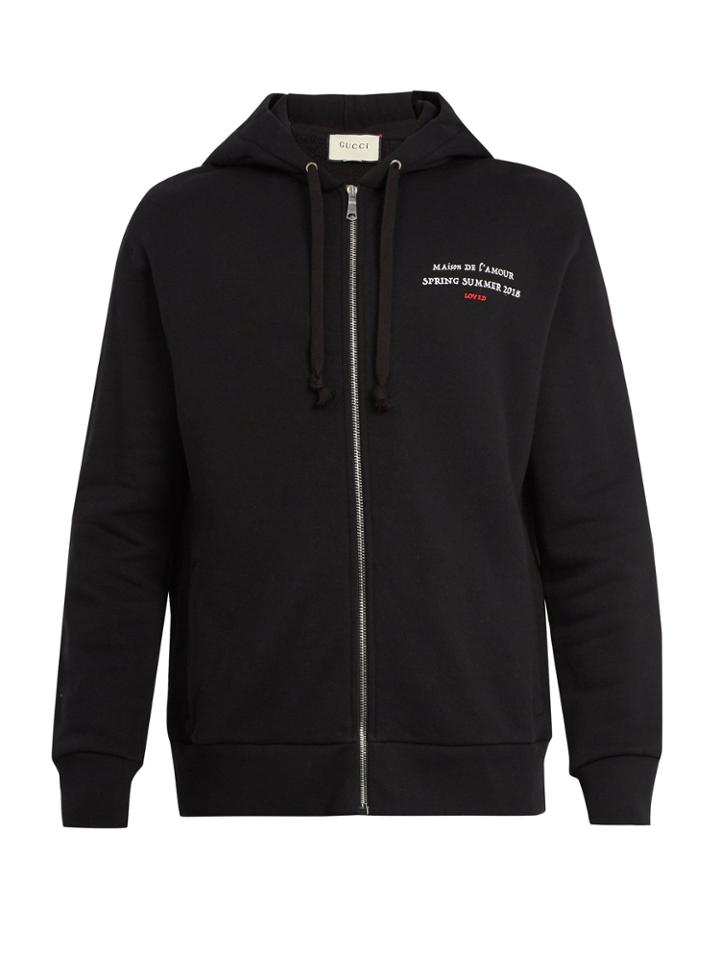 Gucci Invite-print Hooded Cotton Sweatshirt