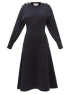 Alexander Mcqueen - Wool-blend Knitted Midi Dress - Womens - Navy