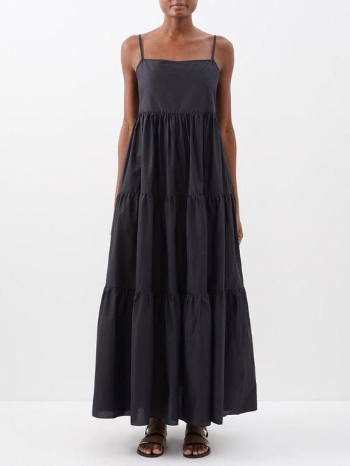 Matteau - Square-neck Backless Organic-cotton Maxi Dress - Womens - Black