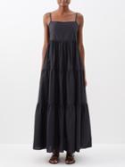 Matteau - Square-neck Backless Organic-cotton Maxi Dress - Womens - Black