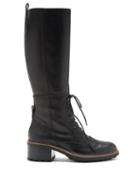 Matchesfashion.com Chlo - Tie-front Leather Knee Boots - Womens - Black