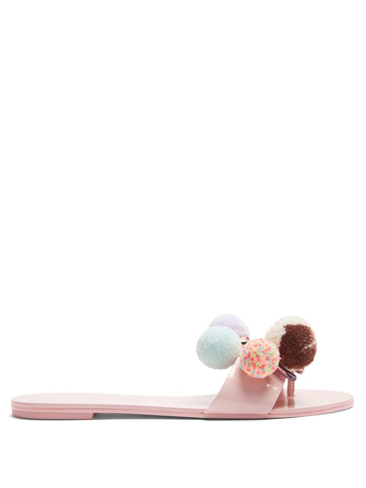 Sophia Webster Jada Pompom-embellished Patent-leather Slides