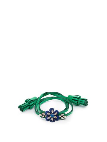 Shourouk Crystal-embellished Flower Alcantara Bracelet