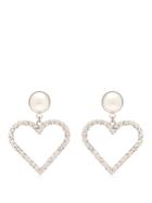 Alessandra Rich Crystal-embellished Heart-charm Earrings