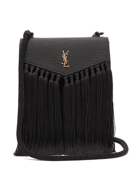 Matchesfashion.com Saint Laurent - Ysl-plaque Tasselled Leather Satchel - Womens - Black