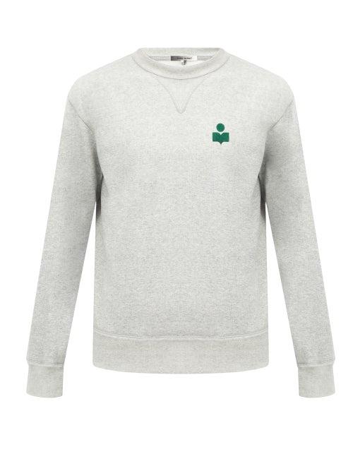 Matchesfashion.com Isabel Marant - Mike Flocked-logo Cotton-blend Sweatshirt - Mens - Grey