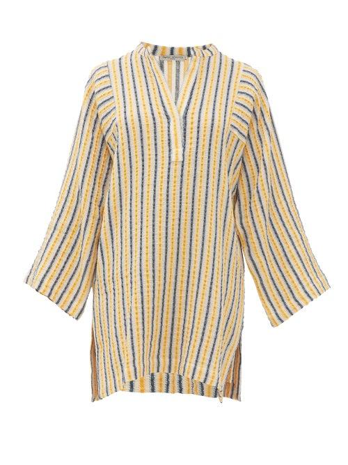Matchesfashion.com Three Graces London - Belinda Striped Cotton-blend Seersucker Kaftan - Womens - Yellow Multi
