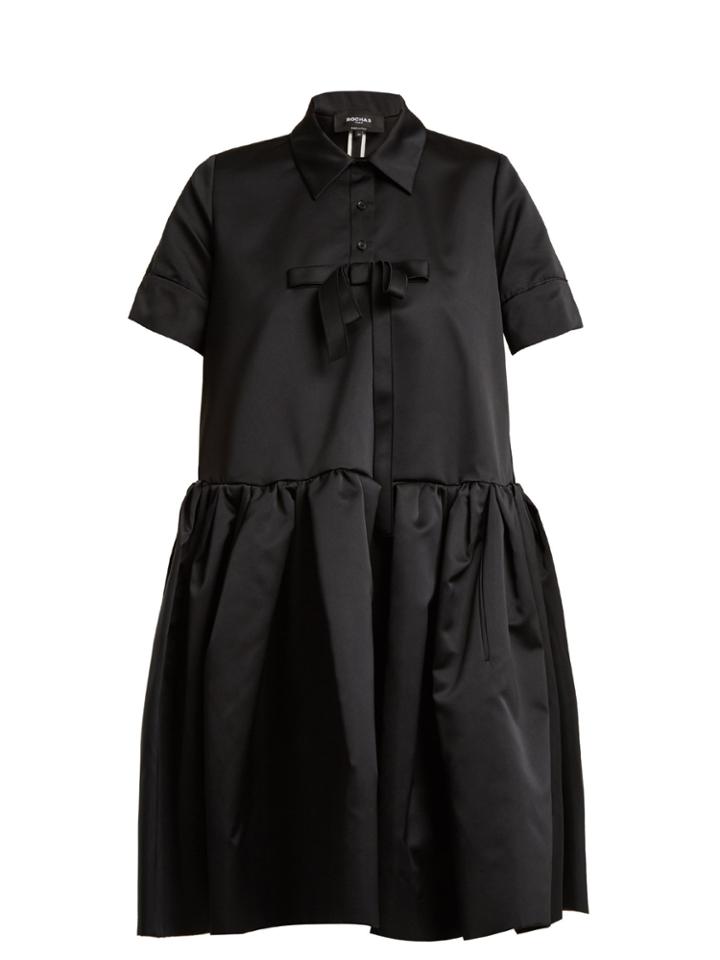 Rochas Bow-embellished Frill Duchess-satin Shirtdress