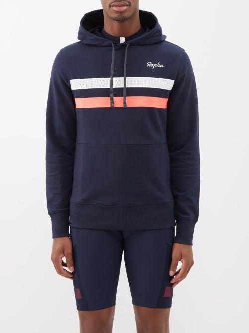 Rapha - Brevet Striped Cotton-jersey Hoodie - Mens - Dark Navy